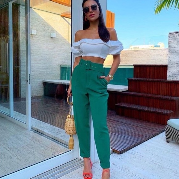 Zara Pants - ZARA High Waisted Belted Trousers